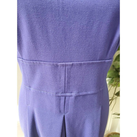 Loft Women's Solid Blue Rayon Round Neck Sleeveless Knee Length Dress Size 12P - Picture 3 of 10